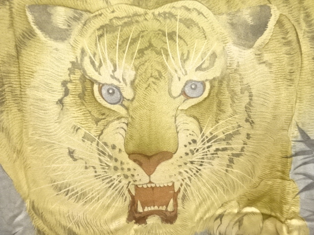 JAPANESE KIMONO / ANTIQUE TIGER PATTERN MENS JUBAN